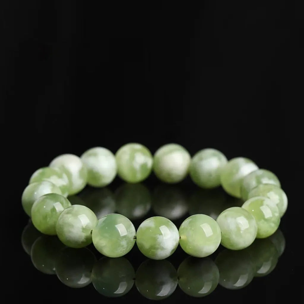 Green milk-in-water Xiuyan jade bracelet polished unisex single circle 10mm beads