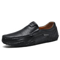 Men's outdoor casual slip-on flat shoes in 2518 Black with microfiber upper and rubber sole