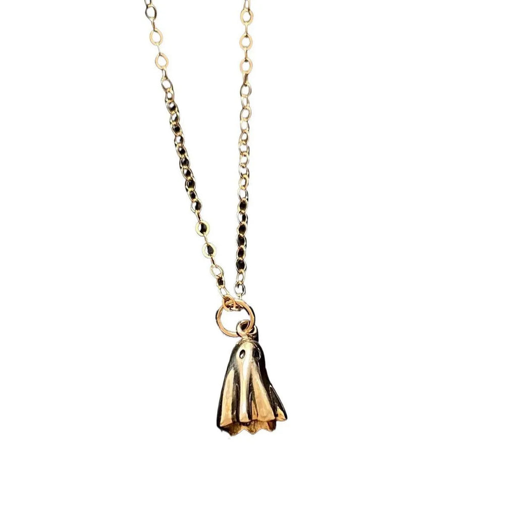 Ghost pendant necklace with stainless steel chain in three style options