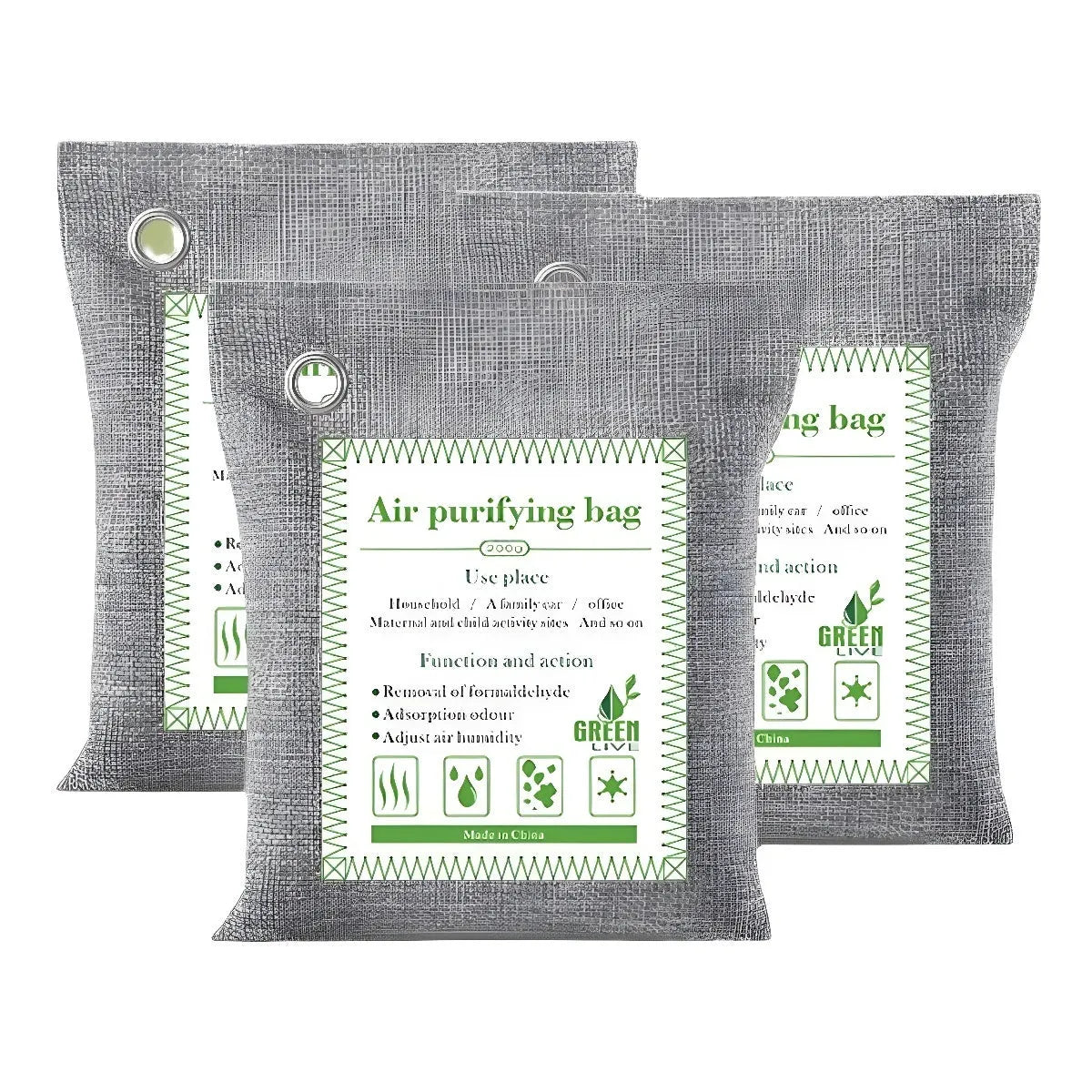 Wrapped bamboo charcoal bags for formaldehyde removal and household air freshening