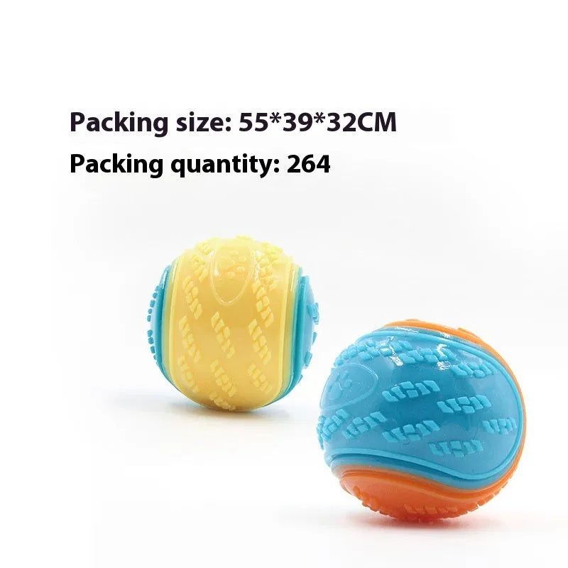 TPR dog training ball 6.5cm with molar texture and sound in blue orange colour variant