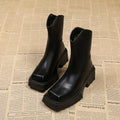 Women's platform Martin boots with square toe and 6-8CM heel in black or brown colours