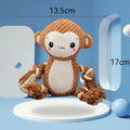 Stuffing-free squeaky plush dog toy bundle showing lion and monkey styles for medium to large dogs