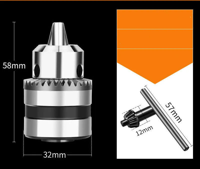 Angle grinder conversion chuck for 100mm model with drill bit and key
