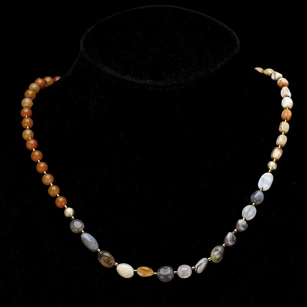 Hand-woven Persian Gulf agate multi-layer bracelet in 3790 colour with geometric texture