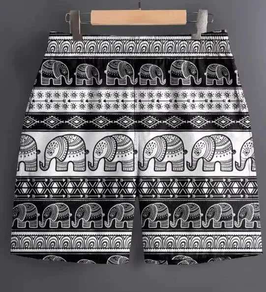 Men's polyester casual sports shorts available in multiple patterns and sizes S to 5XL
