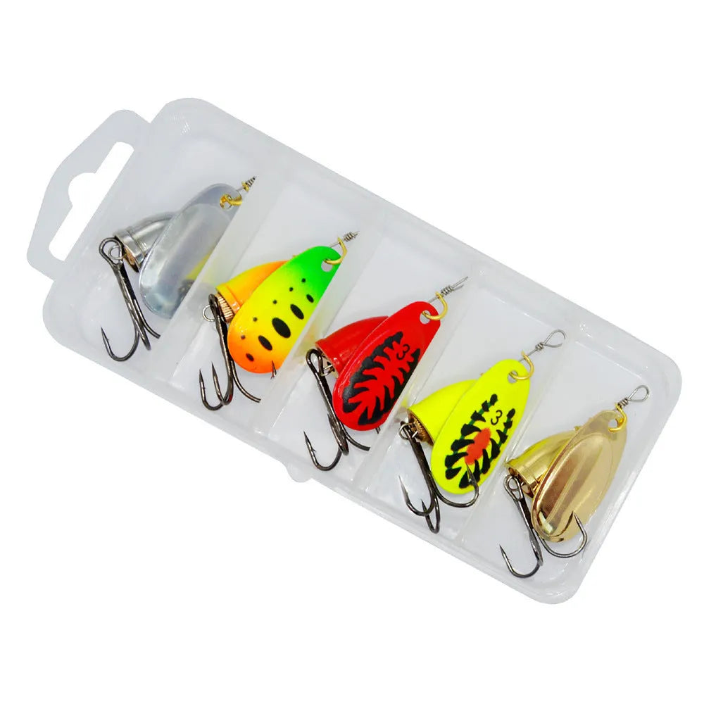 Composite rotating sequins copper bell fishing lure in seven colour options including gold, silver, and rose gold