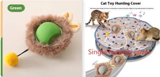 Self-Hi funny cat rolling ball toy in plush cat ball colours Red, Green, and Gray
