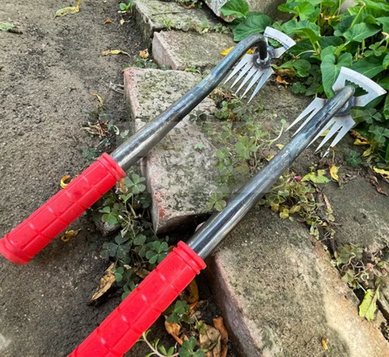 Multi-function gardening hoe rake with alloy steel dual-purpose head for digging wild vegetables and weeding home gardens