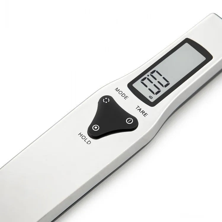 Smart measuring spoon digital scale with stainless steel body and digital display, 0.1g precision, 300g capacity