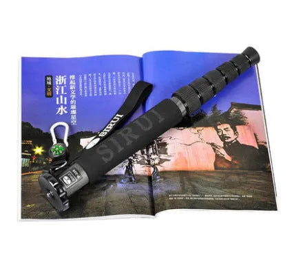 Black carbon fibre SLR camera monopod with six telescoping sections