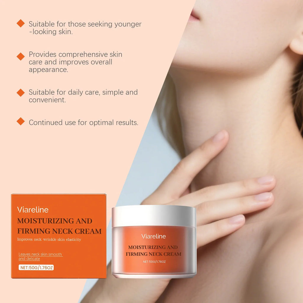 50g jar of neck contour moisturising cream on a white background.