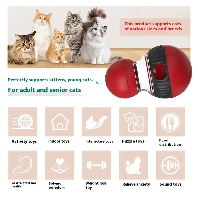 Rotating cat food dispensing ball toy with super ball colour pattern measuring 155mm