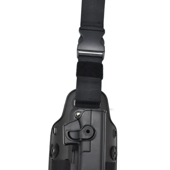 Outdoor tactical quick draw plastic holster with leg and waist plate in green colour