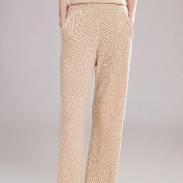 Thick cashmere high elasticity free size leggings for women in golden brown camel colour