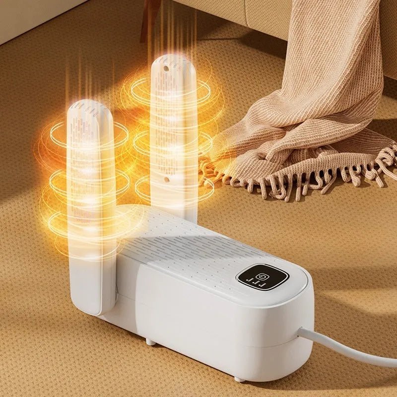 D4 intelligent automatic shoe dryer with white finish and two drying nozzles for home use.