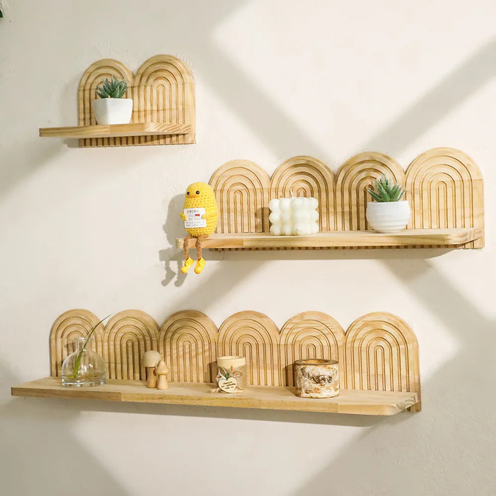 Multi-layer solid wood wall flower pot storage rack with six layers for home decoration