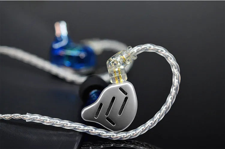 KZ ZAX in-ear headphones with hybrid ring iron driver, L-bend 3.5mm plug, and 1.25m cable