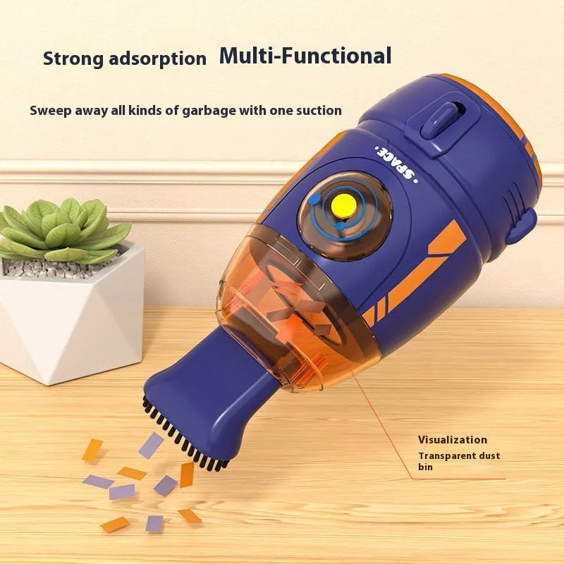 USB handheld desktop vacuum cleaner in blue rocket design for keyboard and car cleaning