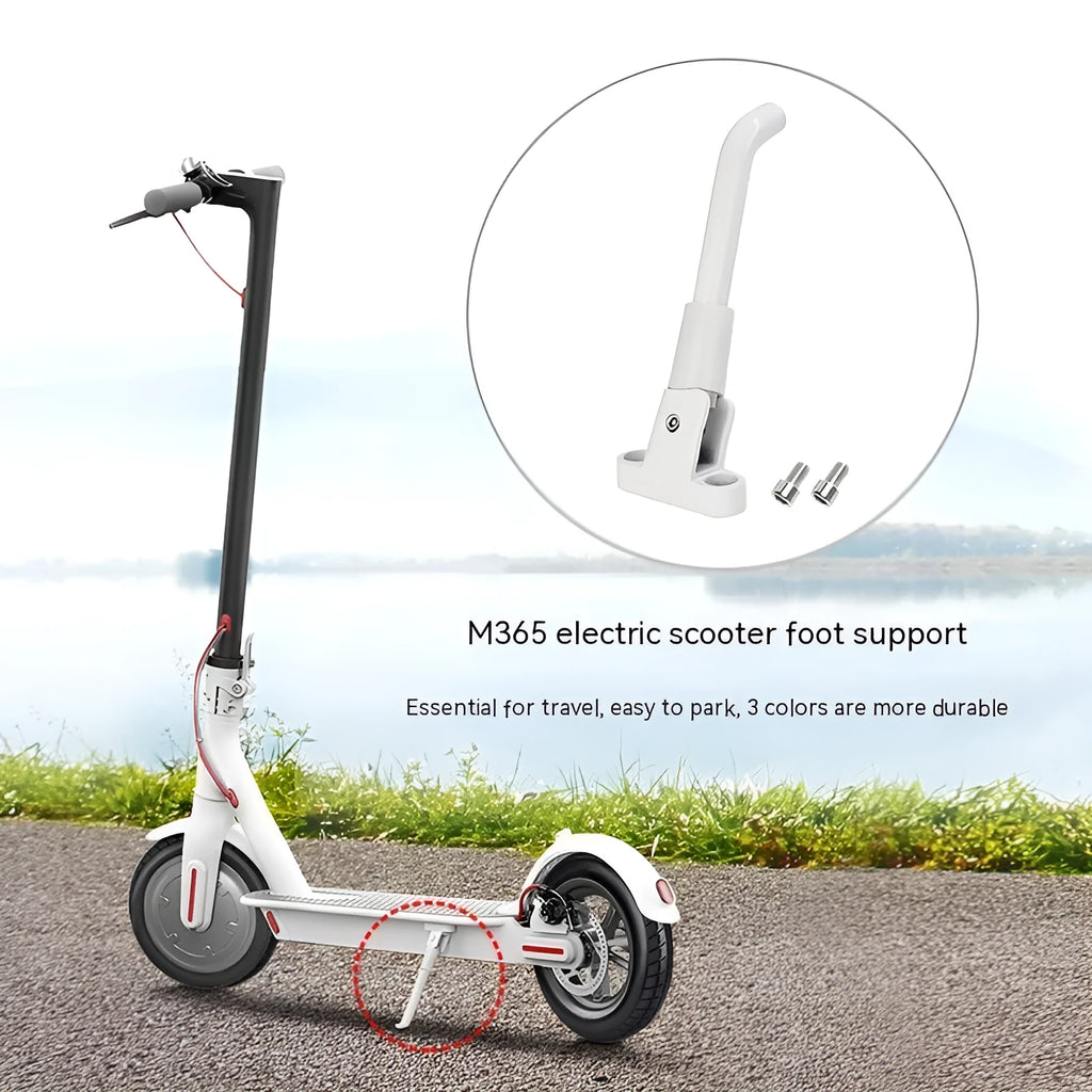 Aluminium alloy electric scooter foot brace in black, white, and gray with hex wrench and screws