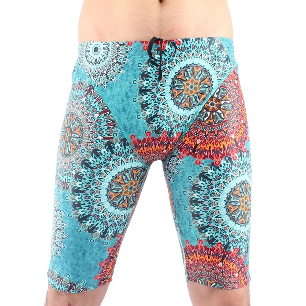 Men's quick-drying five-point swimming trunks in navy blue, loose fit with polyester lining, plus size L to XXXL