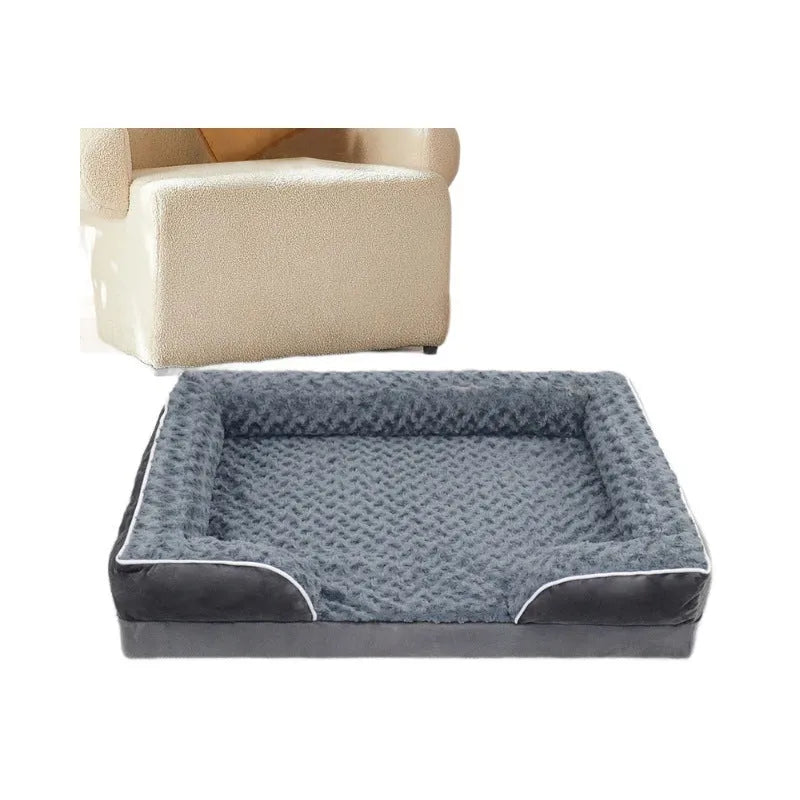 Waterproof fabric kennel mat for dogs in light gray, removable cover, size 91x69cm