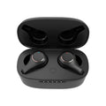 Wireless ANC active noise cancelling Bluetooth headset in black with earplug design and charging case