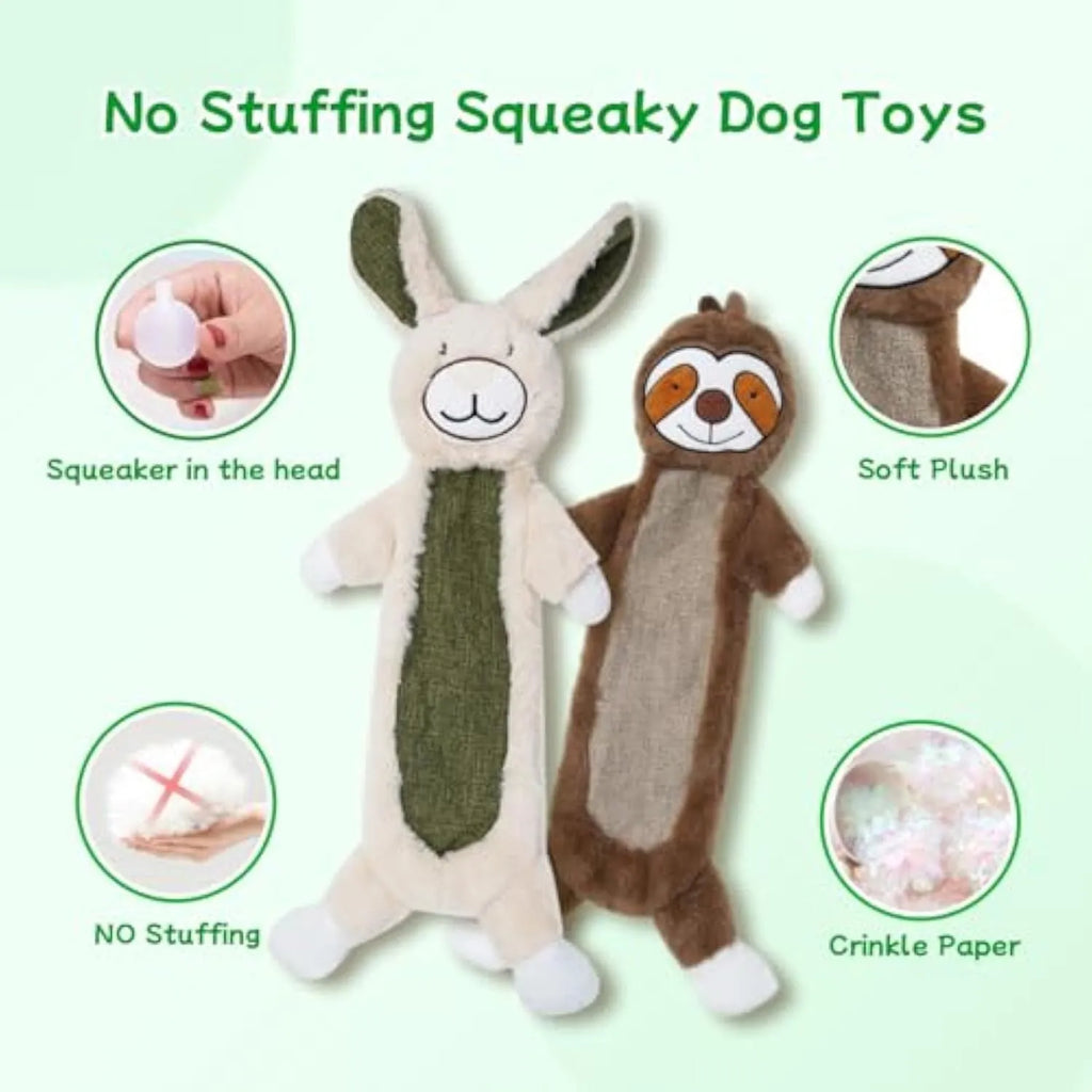 No stuffing crinkle dog toy featuring a cute rabbit design with soft plush material and internal crinkle paper