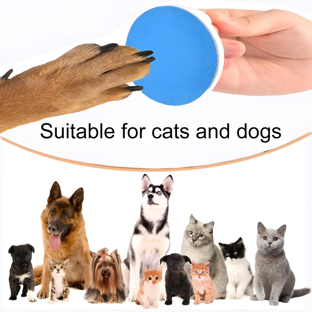Dog nail scratch board with ergonomic handle and round grinding surface in multiple colour options