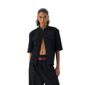 Handmade black half sleeve hunting shirt with shirt collar and loose fit design