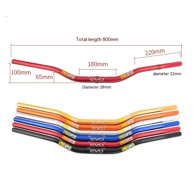 Scrambling motorcycle handlebar with orange finish and 28mm aluminium alloy tube