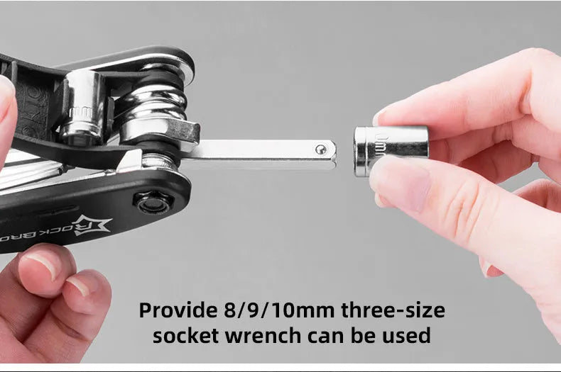 Portable bicycle tire repair kit in storage pouch mounted on upper tube of bike frame, with maintenance tools visible