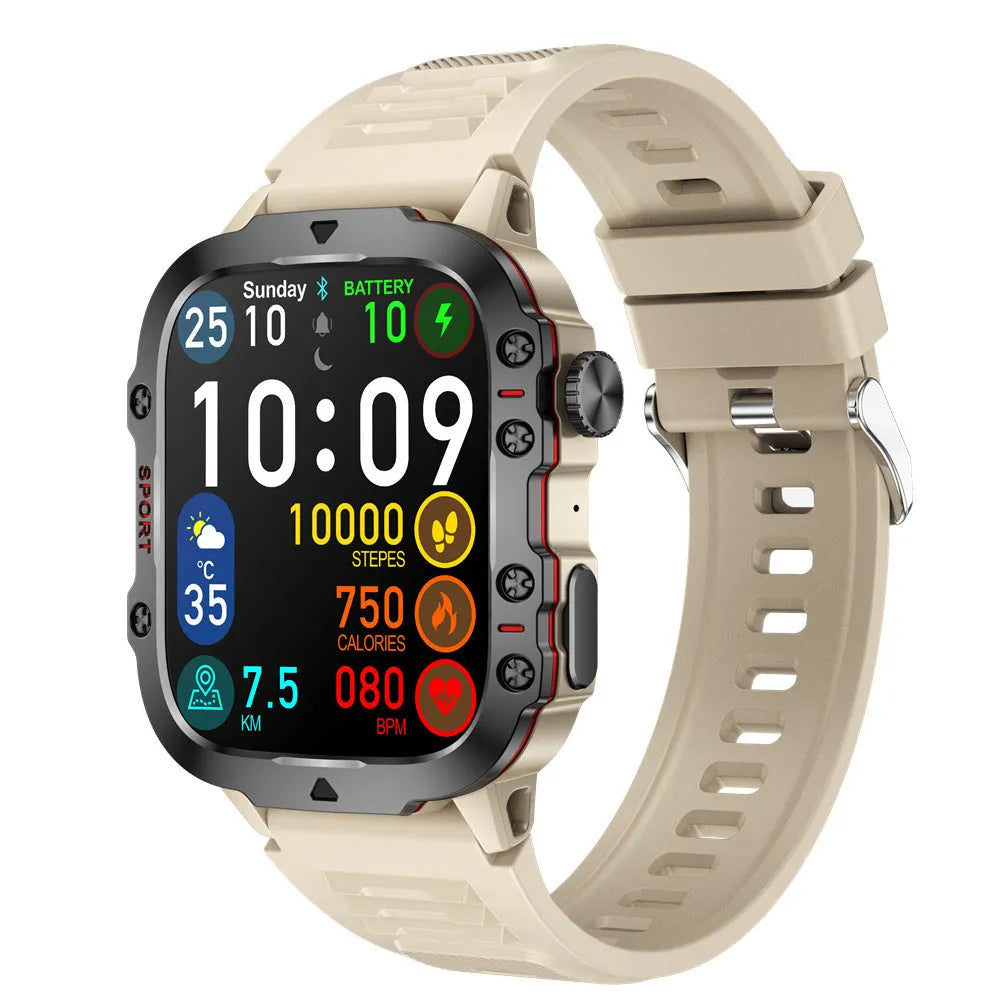 QX11 Smart Bluetooth Watch in black or khaki with a TFT touch screen on a wrist.