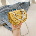 Laser pearl PU leather mini tote saddle crossbody bag in silver colour with single shoulder strap