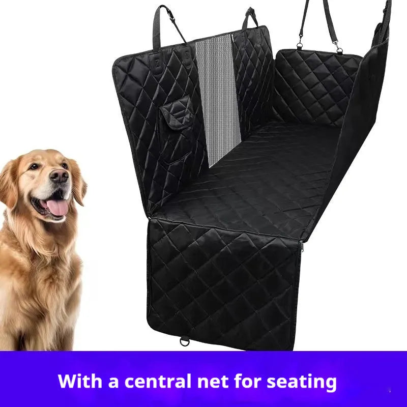 Pet car cushion anti-dirty cloth mat for dogs in black with medium mesh on car seat
