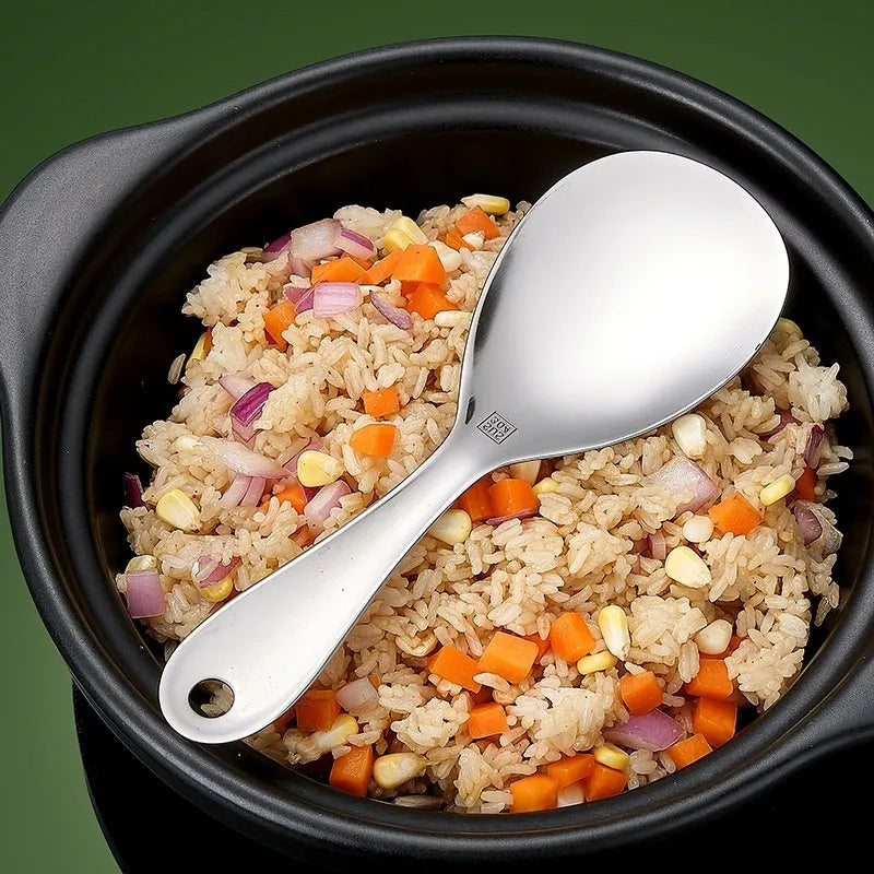 Thick 304 stainless steel meal spoon with solid colour simple style and sisal burnishing finish