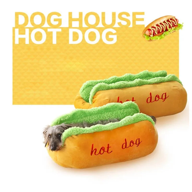 Hot dog bed pet winter sofa cushion with removable flannelette cover and anti-slip bottom, available in multiple sizes