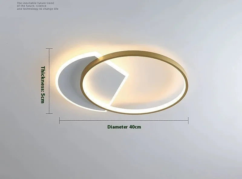 Nordic minimalist ceiling lamp with tri-colour dimming, black finish, 50cm diameter for bedroom or living room