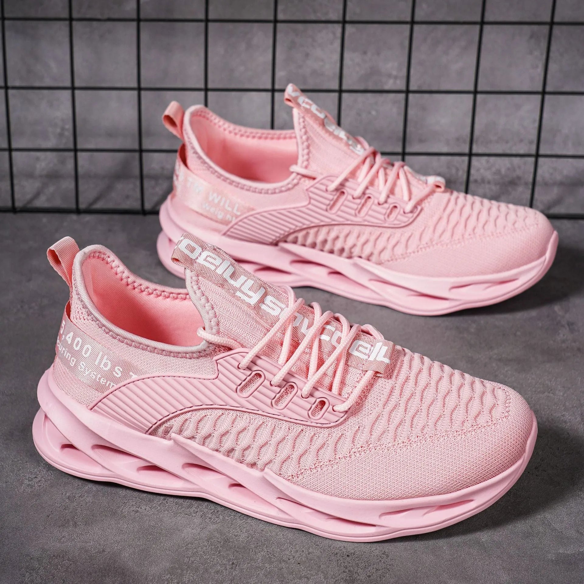 Casual FlyKnit lightweight women's breathable shoes in black with mesh upper and flat heel
