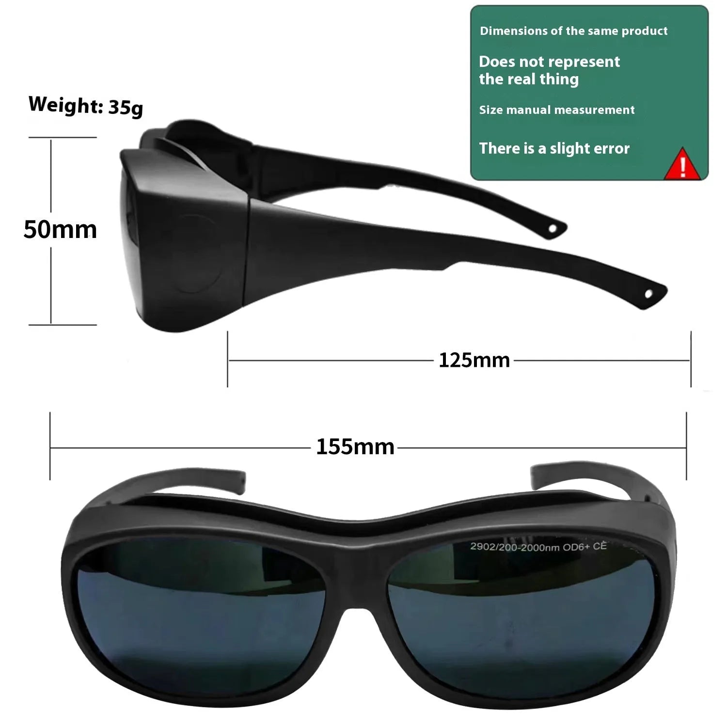 Laser protection goggles for skin rejuvenation and welding with 200-2000nm wavelength coverage