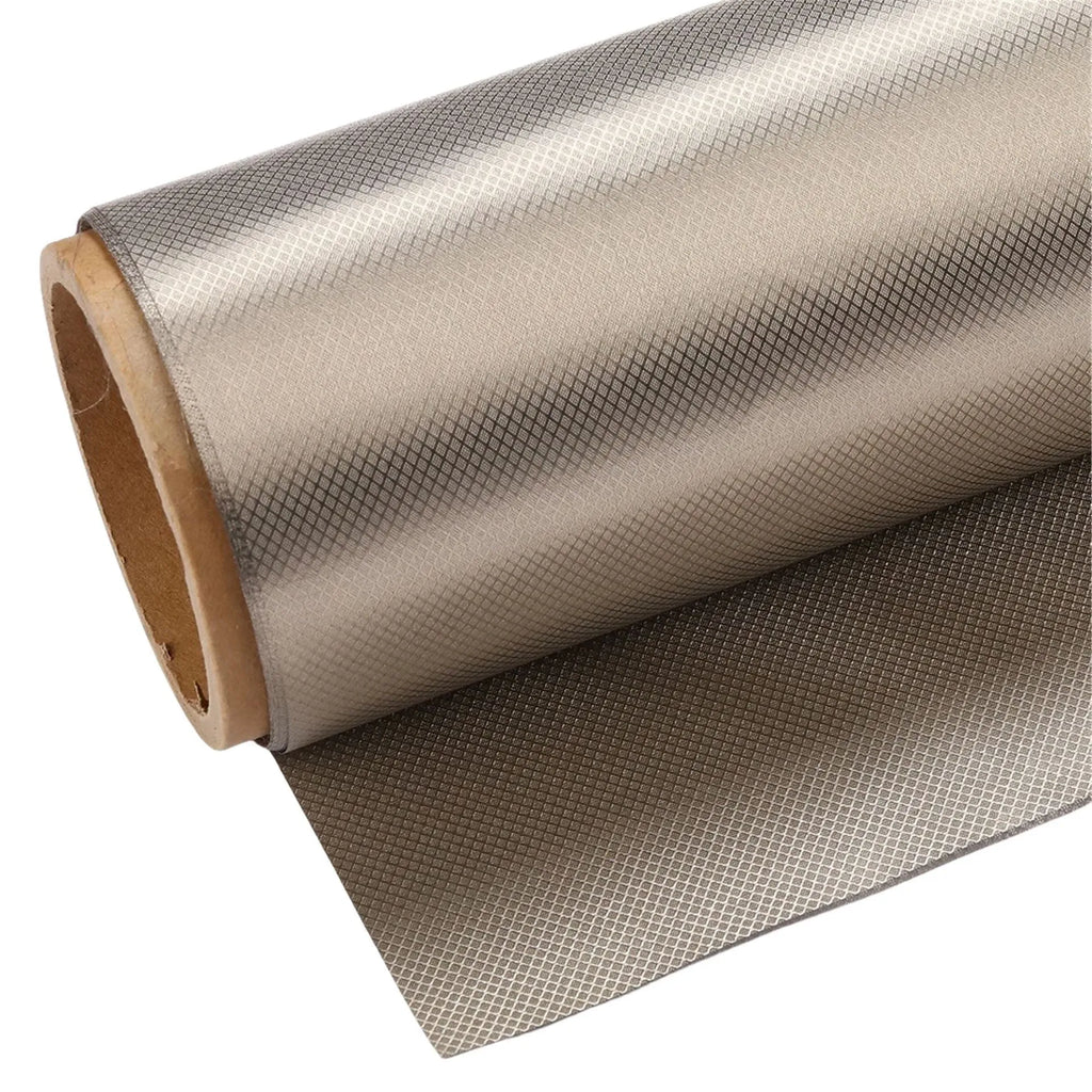 Gray diamond lattice radiation protection fabric roll with copper and nickel fibres for RFID shielding lining