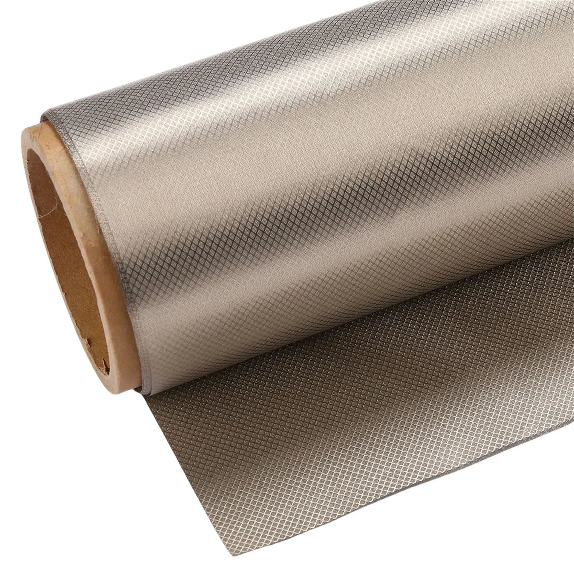 Gray diamond lattice radiation protection fabric roll with copper and nickel fibres for RFID shielding lining