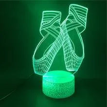3D ballet shoe LED night light with remote control showing seven colour options