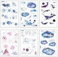 Fantasy Stars hand account and paper sticker set on Japanese paper, 10.5x14.1 cm, in paper bag packaging