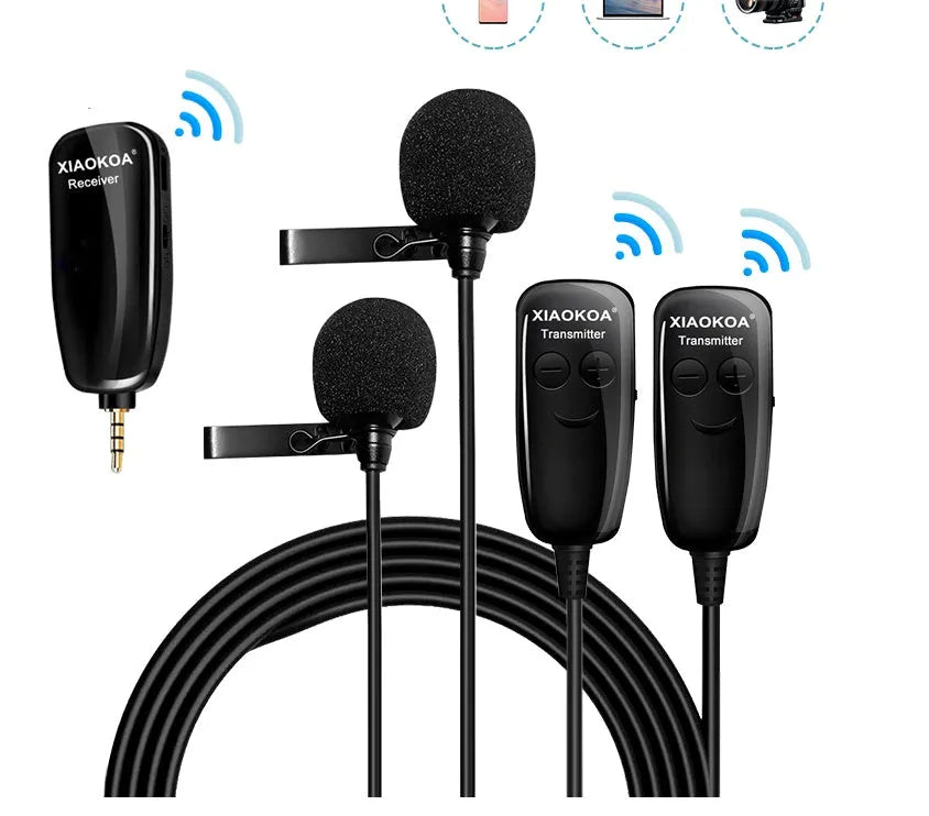 Black mobile phone lavalier microphone with 3.5mm plug and omnidirectional high-sensitivity core