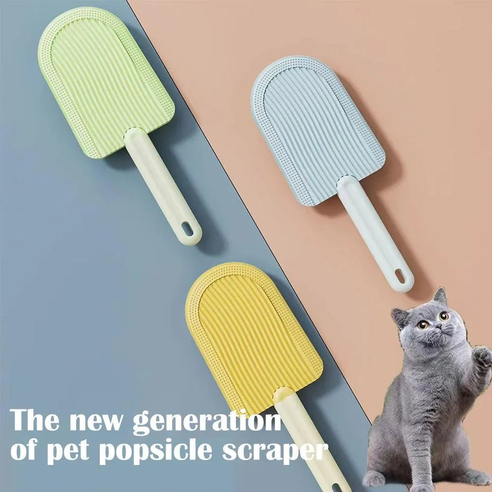 Soft silicone pet hair brush in green, foldable design for portable grooming