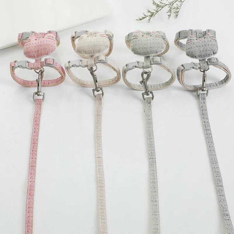 T-shaped cat drawstring pulling rope in cloth material for cats up to 8kg, colour pink