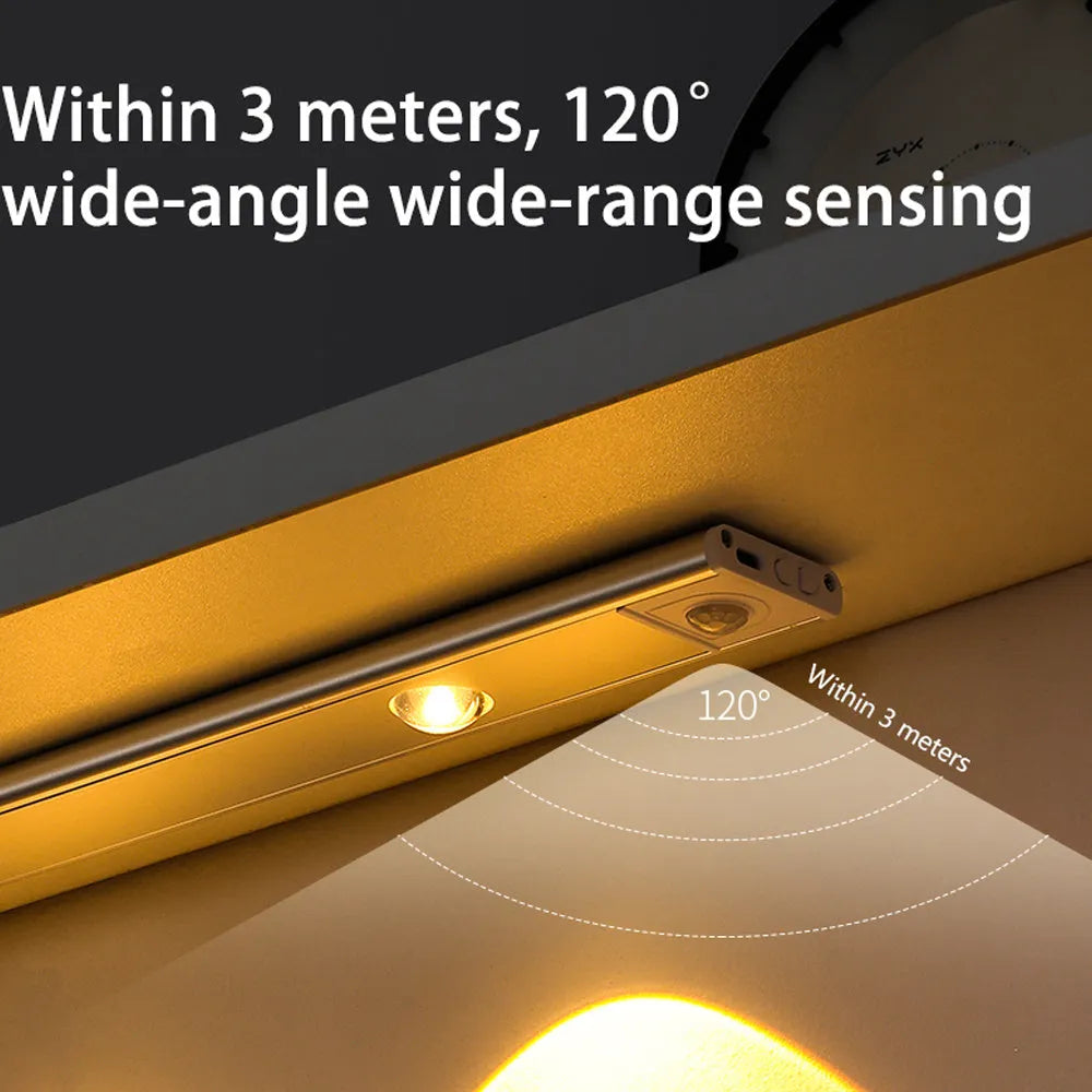 Black USB LED night light motion sensor aluminium strip for cabinet