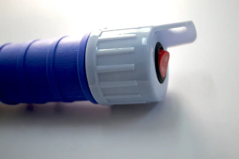 Blue manual siphon pump for fuel and liquid transfer with hand operation