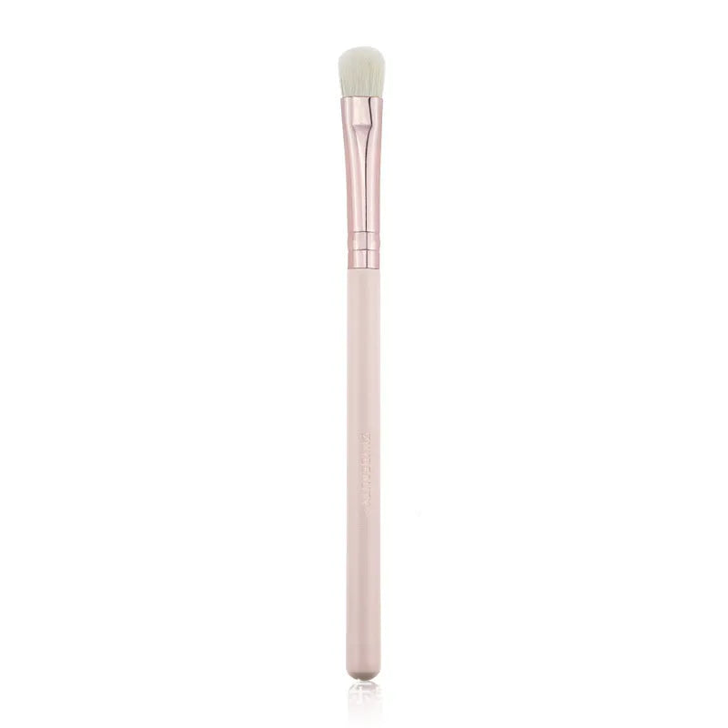 26 piece pink makeup brush set with wooden handles in PU storage bag